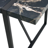 Dining Set Black Marble Top With Linen Chairs Gray - Furniture Home Direct