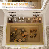 Vanity Desk With Mirror And 3 Drawers American Design White - Furniture Home Direct