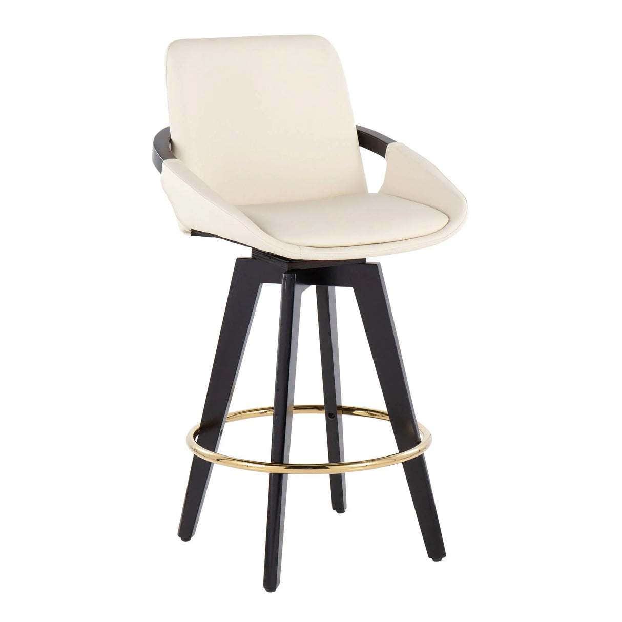 Cosmo - Contemporary Fixed Height Counter Stool With Swivel With Round Footrest (Set of 2) - Furniture Home Direct