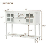 Hearth & Haven Stella Buffet Storage Cabinet With Bottom Shelf, White - Furniture Home Direct