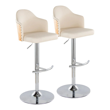Ahoy - Contemporary Adjustable Barstool, Swivel With Rounded T Footrest (Set of 2) - Furniture Home Direct