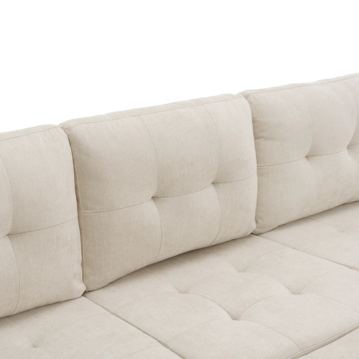 Sleeper Sectional Chenille L Shaped With Chaise Beige - Furniture Home Direct