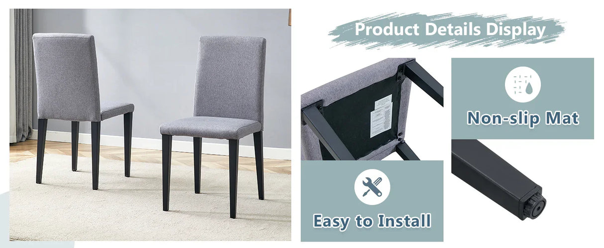 Dining Chairs Set Four Light Linen Upholstered Gray - Furniture Home Direct