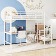 Loft Bed With Desk And Grid, Stylish Frame With Lateral Storage Ladder And Wardrobe - Furniture Home Direct