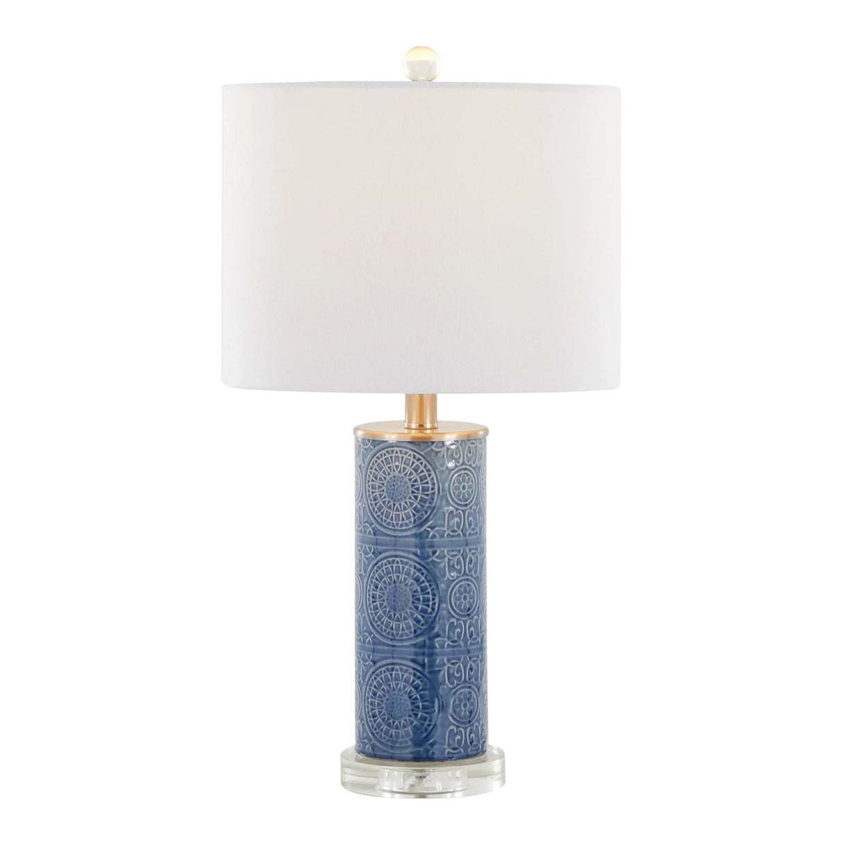 Spyro - Contemporary Table Lamp - Bijou Blue / White / Clear Crystal / Nickel - Furniture Home Direct