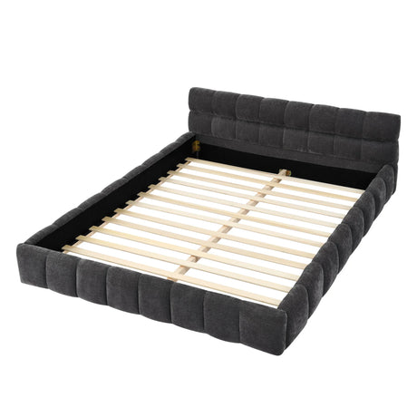 Modern Platform Bed Frame With Thick Chenille Fabric - Furniture Home Direct