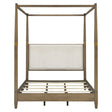 Queen Canopy Bed Frame With Upholstered Headboard - Brown - Furniture Home Direct
