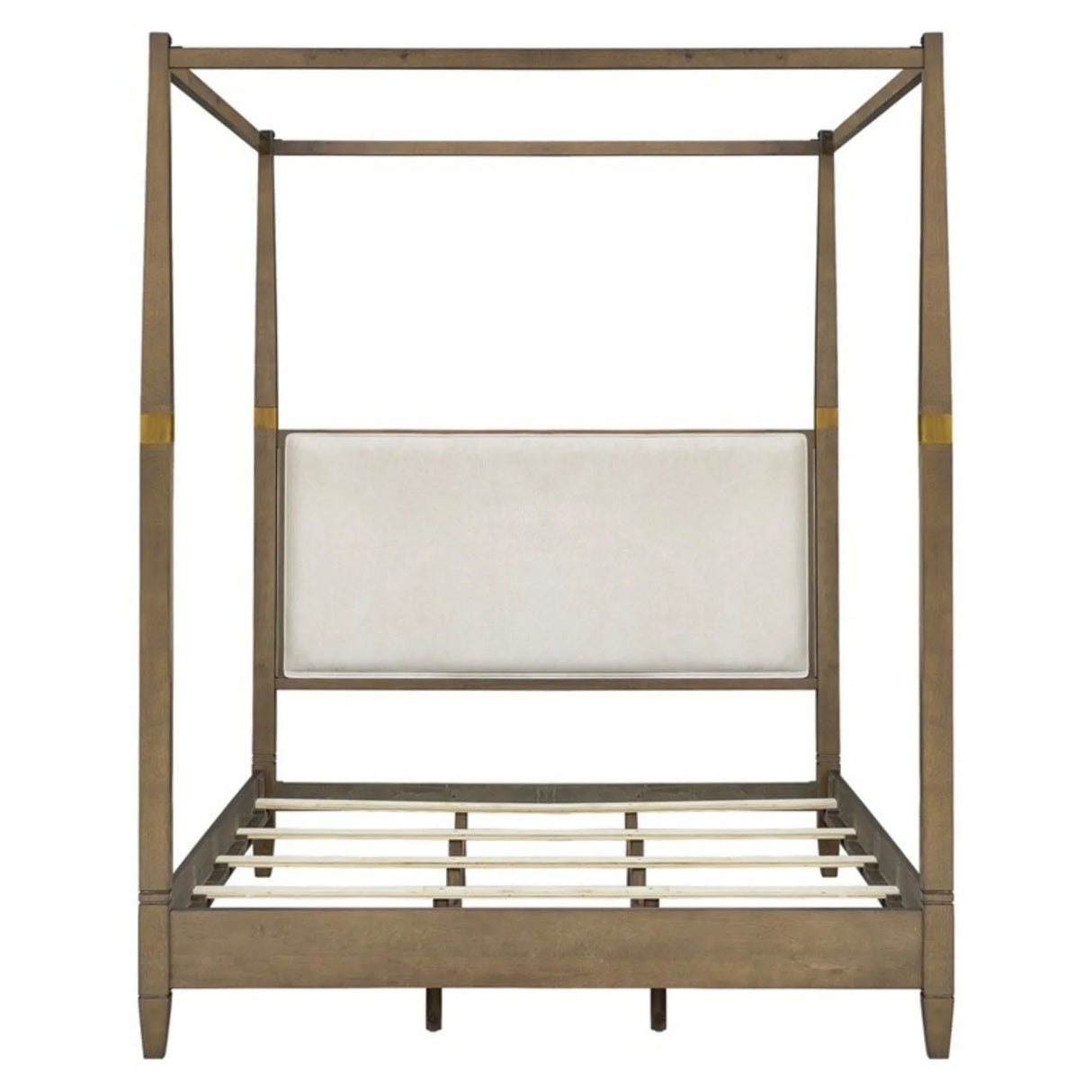 Queen Canopy Bed Frame With Upholstered Headboard - Brown - Furniture Home Direct