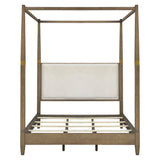 Queen Canopy Bed Frame With Upholstered Headboard - Brown - Furniture Home Direct