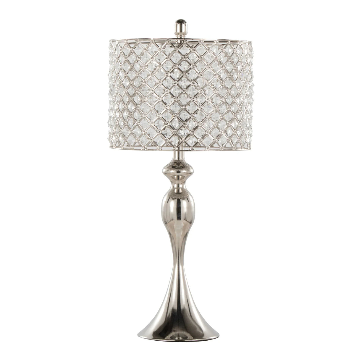 Ashland - Contemporary Table Lamp Square Clear Crystal (Set of 2) - Polished Nickel - Furniture Home Direct
