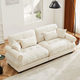 Modern Velvet Sofa With Bolstered Armrests And Pillows - Furniture Home Direct