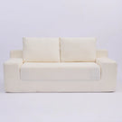 Loveseat Sofa, Comfortable Deep Seat Sofa Bed, Modern Small Corduroy Couch For Living Room Bedroom,Reversible Cushion With Pillows,No Assembly Required,White