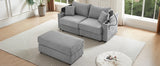 Modern Style Loveseat With Storage, Ottoman, Two USB Ports, Two Cup Holders and Phone Holder - Gray - Furniture Home Direct
