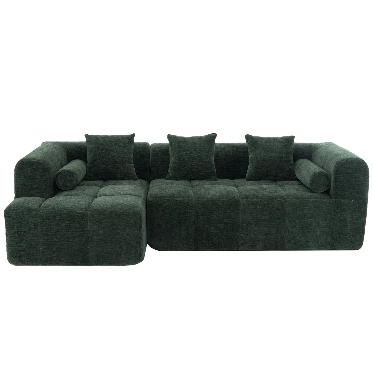 Sectional Sofa Modular Tufted Chenille Upholstery Green - Furniture Home Direct