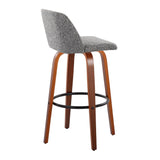 Toriano - Mid Century Modern Fixed Height Barstool Swivel And Round Footrest (Set of 2) - Furniture Home Direct