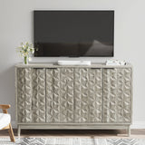 Modern Style Buffet Cabinet, Sideboard Buffet Cabinet With Storage, Storage Cabinet With 4 Diamond Shaped Relief Doors For Living Room, Dining Room, Entryway, Hallway, Kitchen - Gray - Gray - Furniture Home Direct