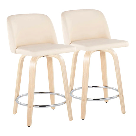 Toriano - Contemporary Fixed Height Counter Stool & Swivel And Round Footrest (Set of 2) - Furniture Home Direct