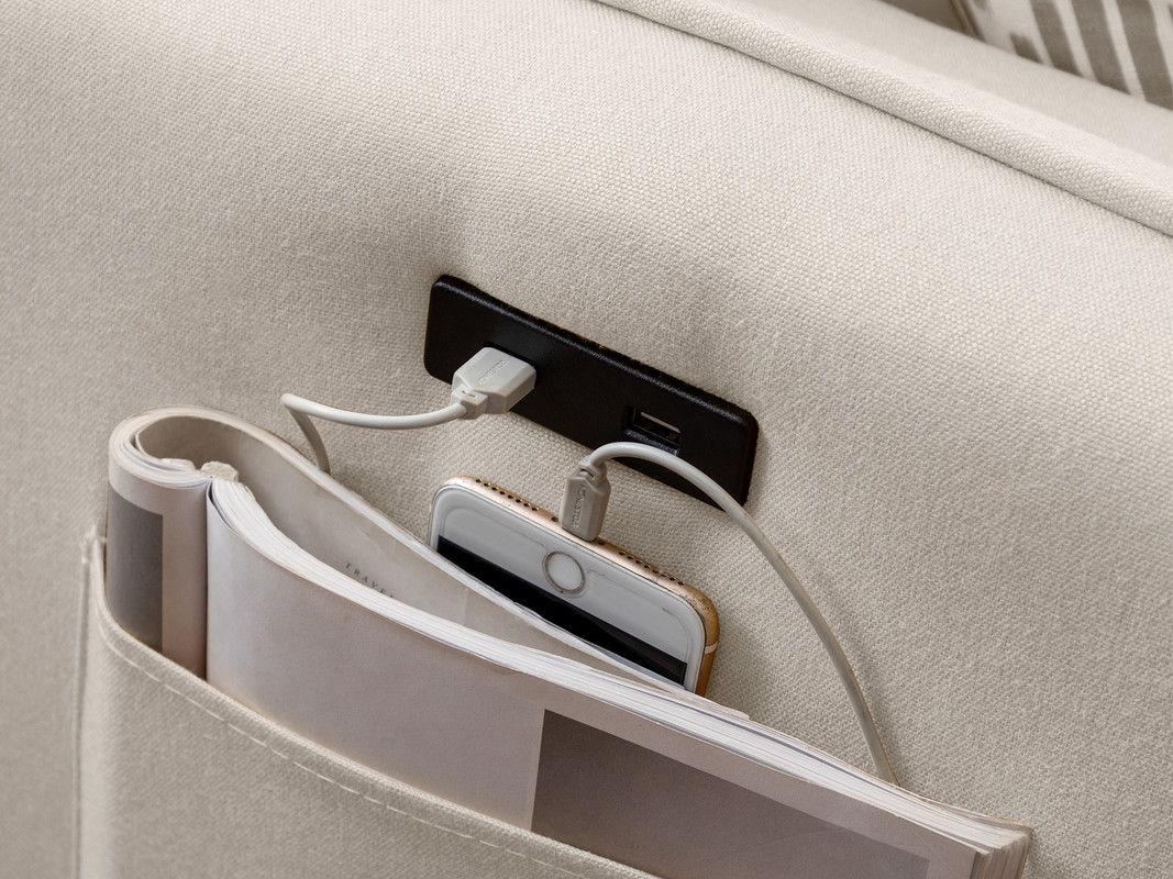 Mia - Sectional Sofa Chaise With USB Charger And Pillows - Furniture Home Direct