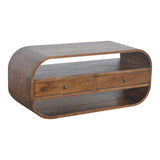 Curved Edge Media Unit With 2 Drawers - Chestnut - Furniture Home Direct