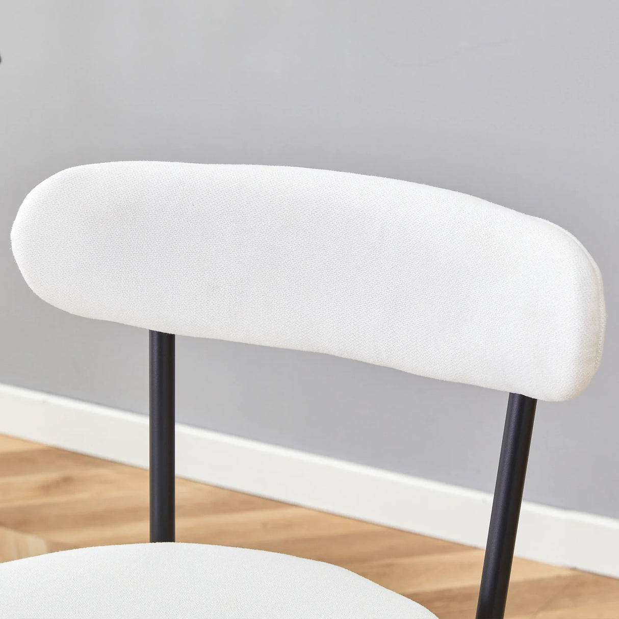 Counter Height Chairs Padded Seat Black Metal Frame White - Furniture Home Direct