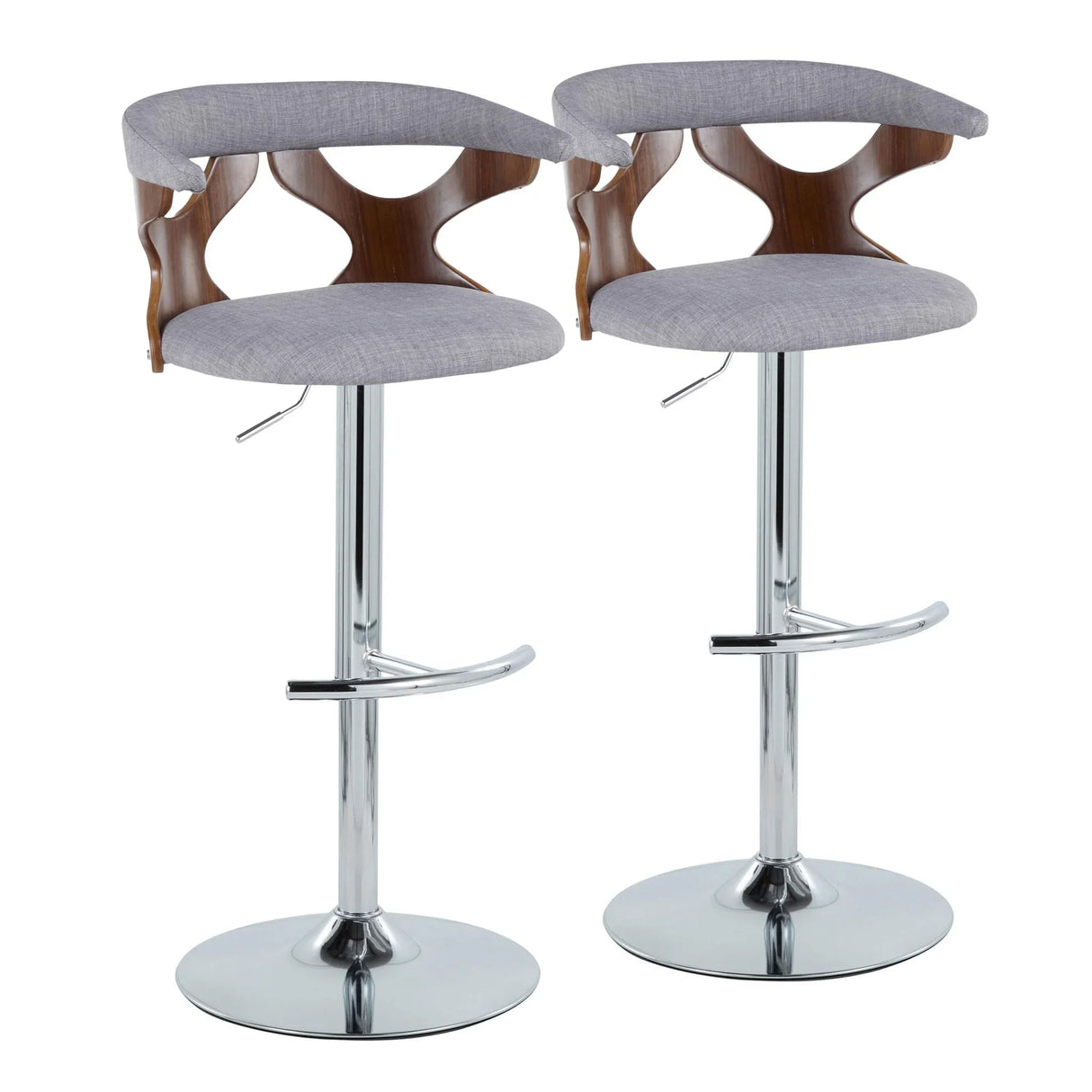 Gardenia - Mid Century Modern Adjustable Barstool With Swivel With Rounded T Footrest (Set of 2) - Furniture Home Direct