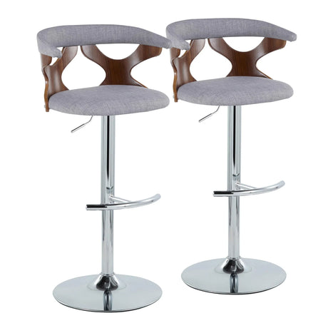Gardenia - Mid Century Modern Adjustable Barstool With Swivel With Rounded T Footrest (Set of 2) - Furniture Home Direct