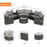 11 Piece Patio Set With Tempered Glass Round Coffee Table - Furniture Home Direct