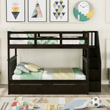 Stairway Bunk Bed With Storage And Guard Rail For Bedroom - Furniture Home Direct