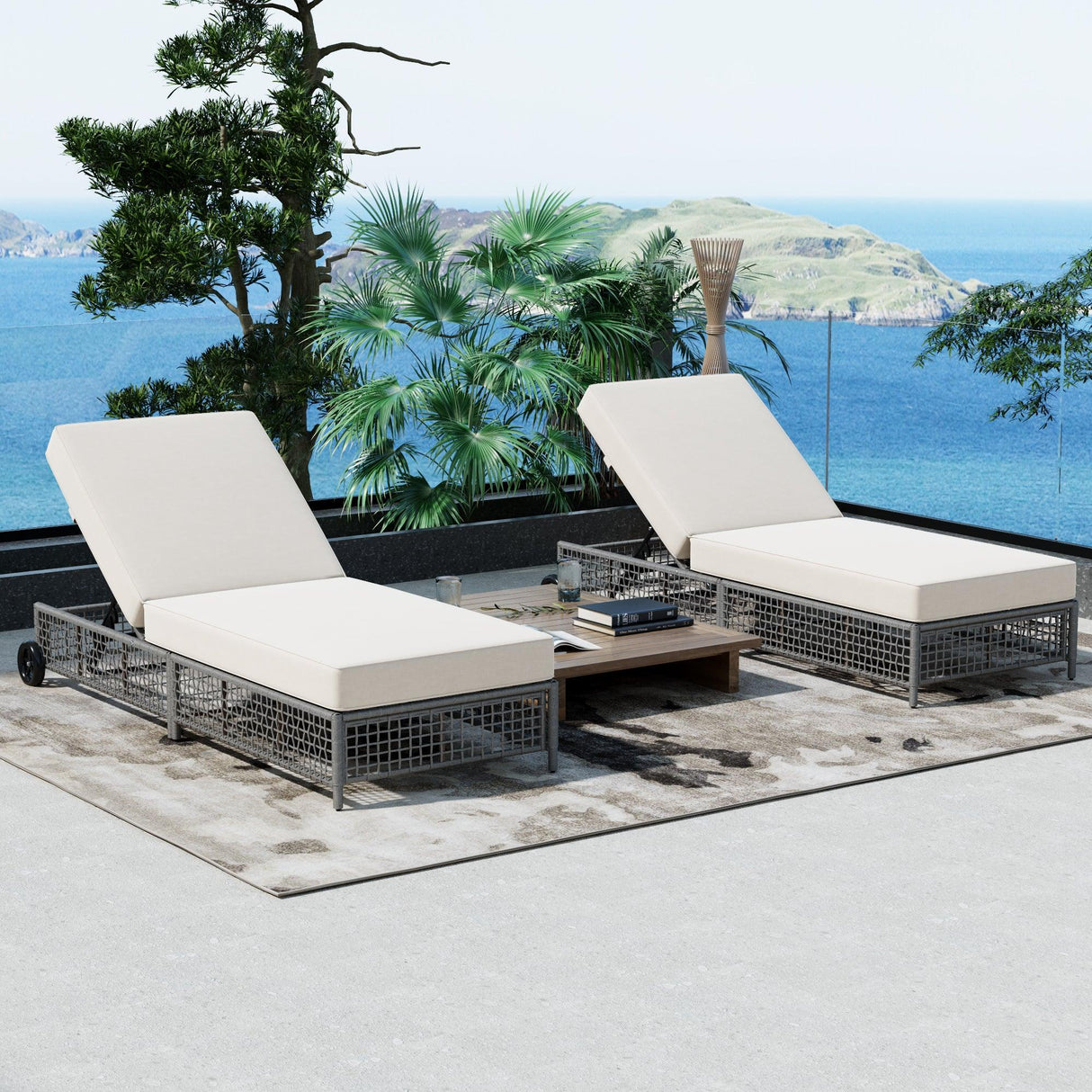 Outdoor Lounge Chair - Beige - Furniture Home Direct