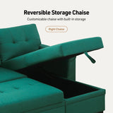 Lucca - Linen Reversible Sleeper Sectional Sofa With Storage Chaise - Furniture Home Direct
