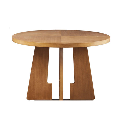 Modern Round Dining Table With Pecan Wood Veneer - Walnut - Furniture Home Direct