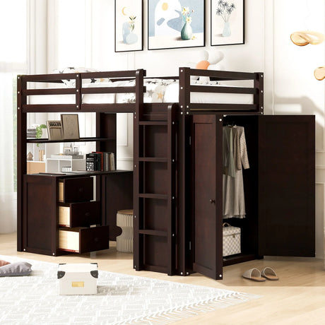 Loft Bed With Drawers, Desk, And Wardrobe - Furniture Home Direct