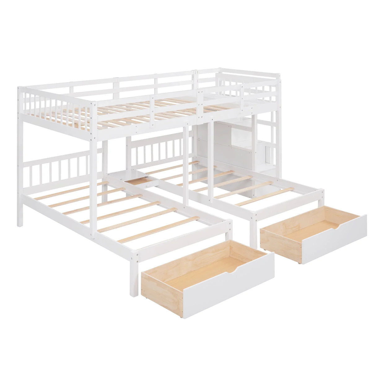 Multifunctional Triple Bunk Bed With Drawers And Guardrails - Furniture Home Direct