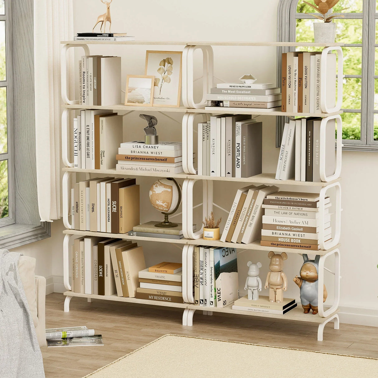 5 Tier Industrial Bookshelf, Tall Bookcase With Open Design, Vintage Storage Organizer - Furniture Home Direct