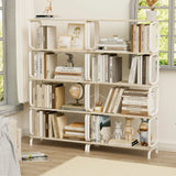 5 Tier Industrial Bookshelf, Tall Bookcase With Open Design, Vintage Storage Organizer - Furniture Home Direct