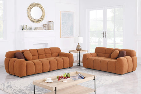 Marshmallow 2 PC Living Room Set (Sofa and Love Seat) - Orange - Furniture Home Direct