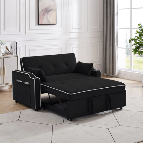 Sofa Bed, 3 In 1 Convertible Sofa Chair Bed, Adjustable Backrest Chair, Chaise Lounge With USB Ports, Cup Holder, Side Pocket - Furniture Home Direct