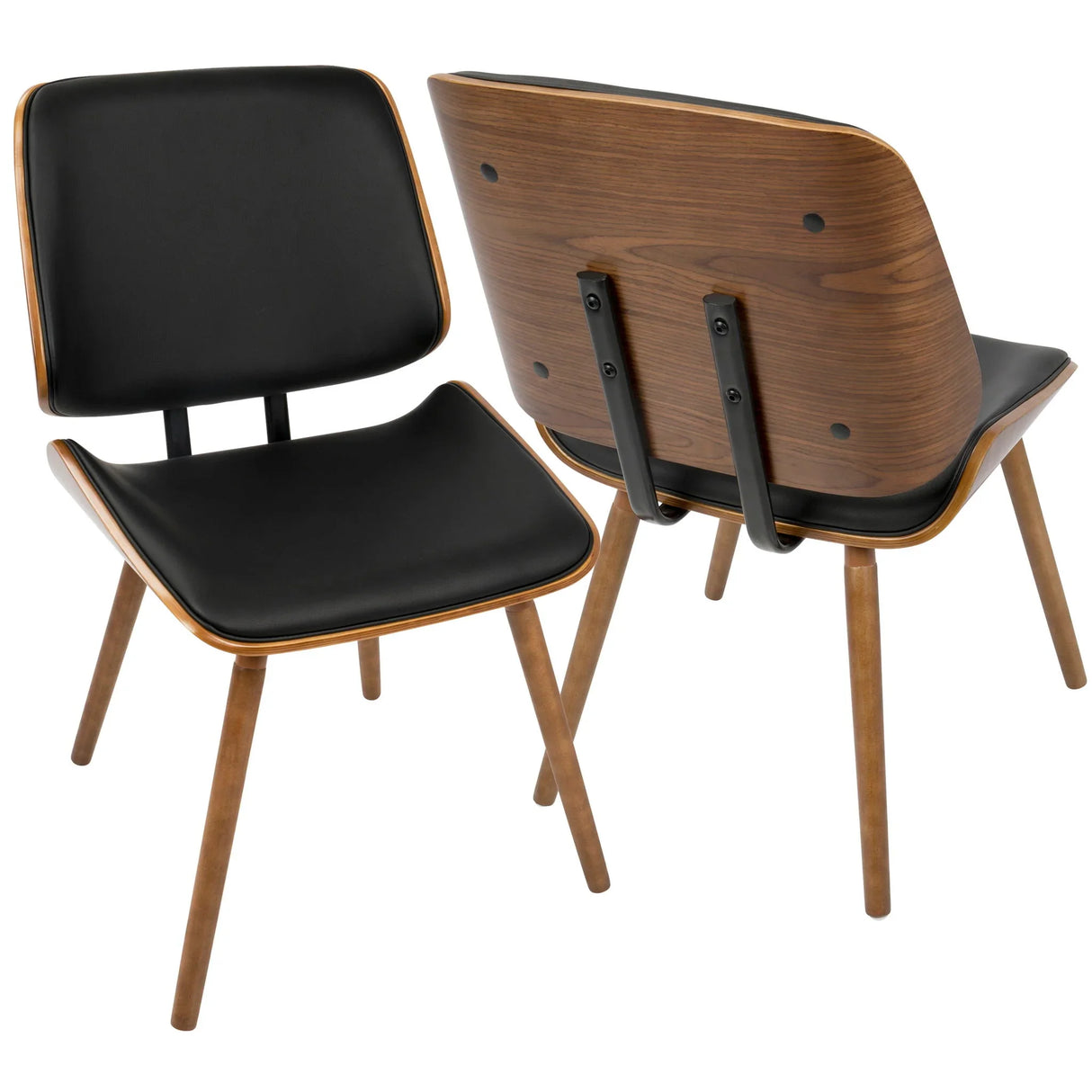 Lombardi - Mid-Century Modern Dining / Chair (Set of 2) - Walnut / Black - Furniture Home Direct