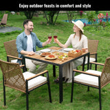 5 Piece Patio Dining Table Set, Acacia Wood Table Top With Umbrella Hole - Furniture Home Direct