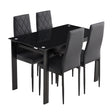 Modern 5 Piece Dining Table Set With Glass Top And Chairs - Black - Furniture Home Direct