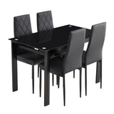 Modern 5 Piece Dining Table Set With Glass Top And Chairs - Black - Furniture Home Direct