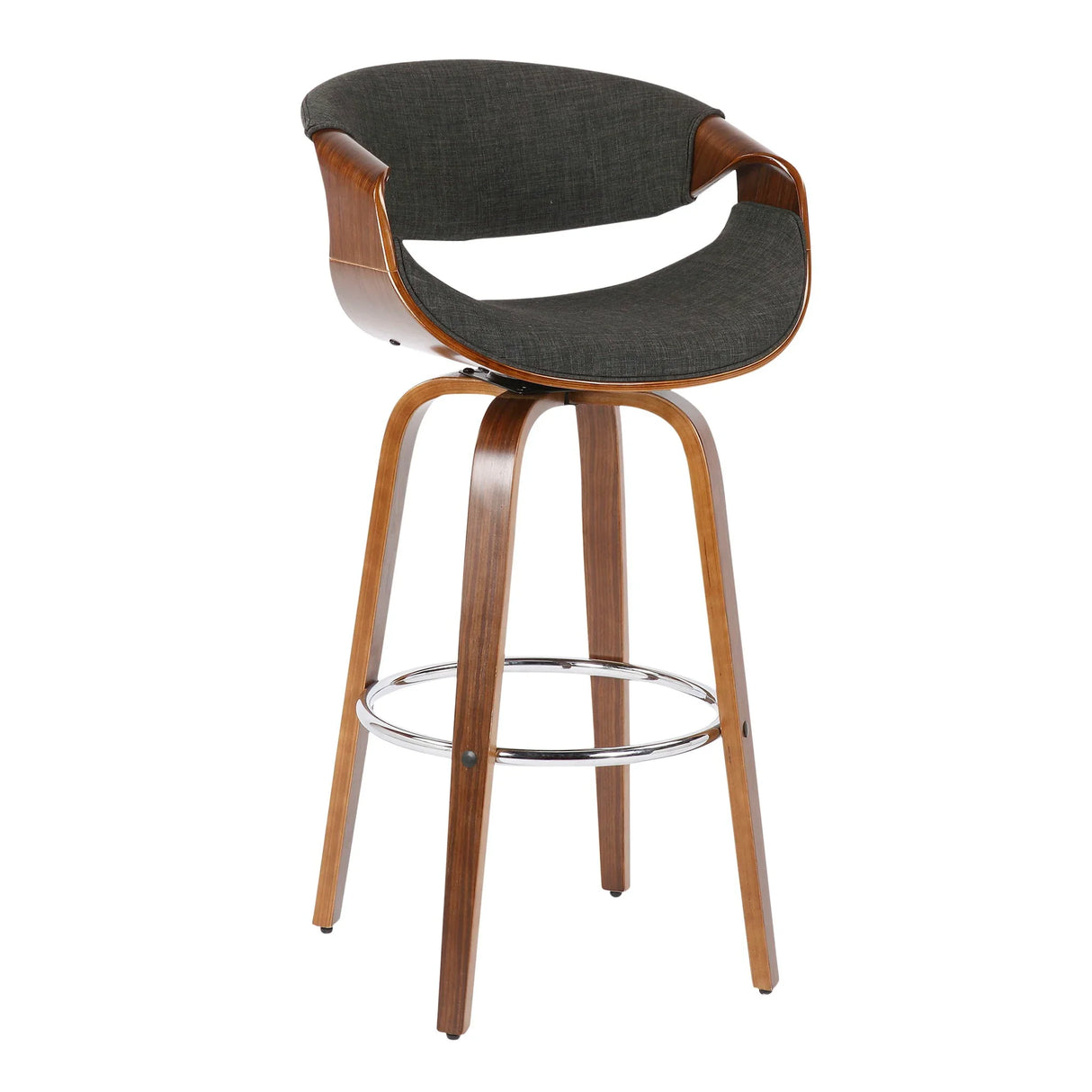 Curvini Mid - Century Modern Fixed Height Barstool With Swivel (Set of 2) - Furniture Home Direct