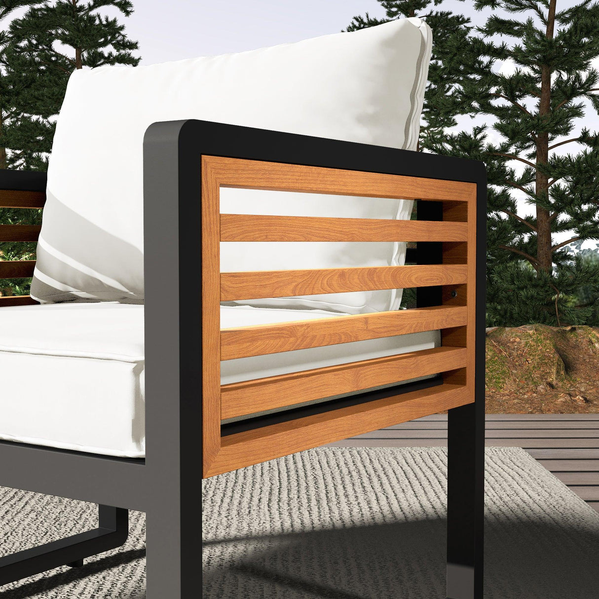 4 Piece Outdoor Conversation Set - Beige - Furniture Home Direct