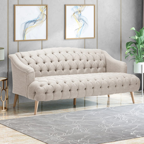 Sturdy Velvet Sofa - Beige - Furniture Home Direct