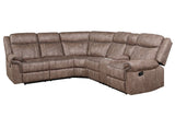 Dollum - Two Tone Nubuck Manual Recliner Sectional Sofa With USB Port Cupholder Console - Furniture Home Direct