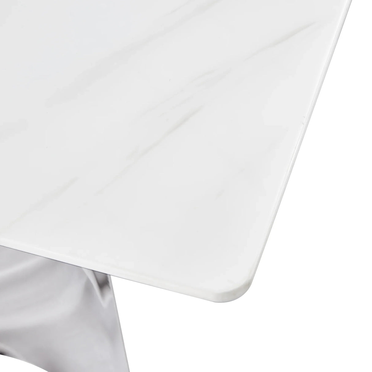 Dining Table Modern Faux Marble Top Chrome Base White - Furniture Home Direct