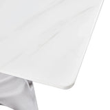 Dining Table Modern Faux Marble Top Chrome Base White - Furniture Home Direct
