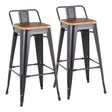 Oregon - Industrial Low Back Barstool (Set of 2) - Black - Furniture Home Direct