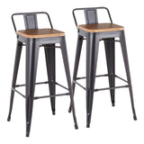 Oregon - Industrial Low Back Barstool (Set of 2) - Black - Furniture Home Direct