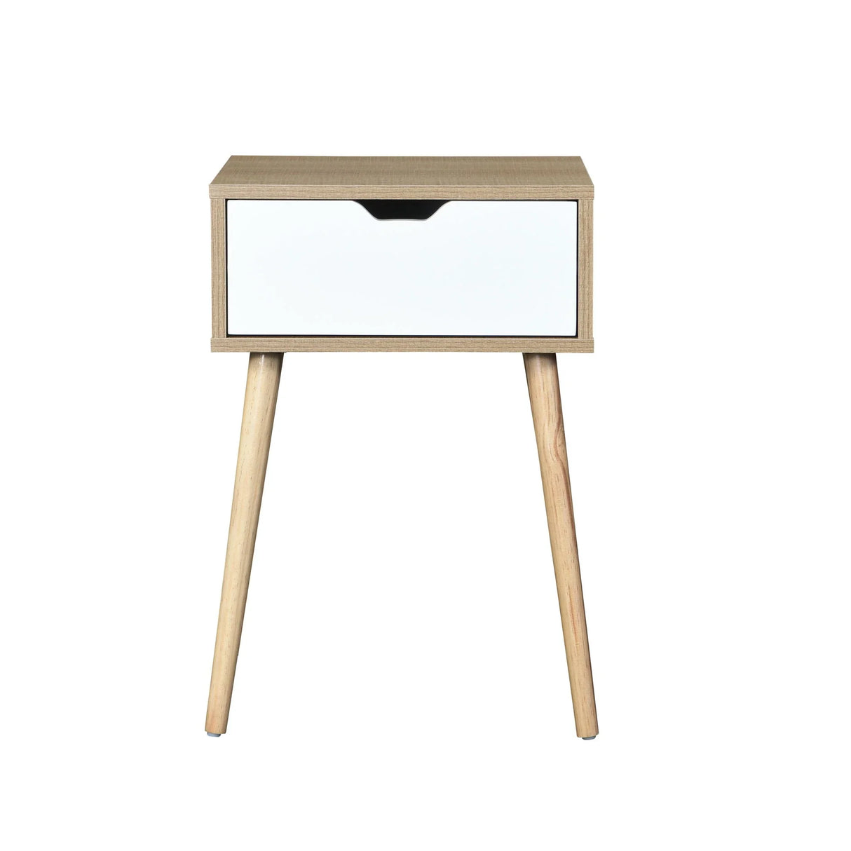 Mid-Century Modern Nightstand With Storage Drawer - White / Wood - Furniture Home Direct